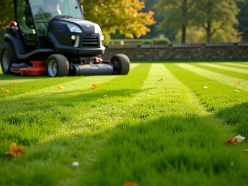 Manicured lawn with precision stripes
